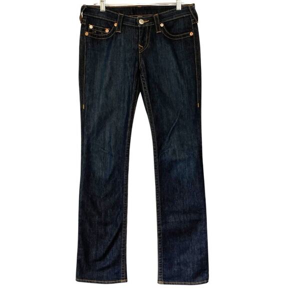 True Religion Denim - True Religion Jeans Women’s 29 Dark Wash Blue Denim STRAIGHT World Tour Stretch